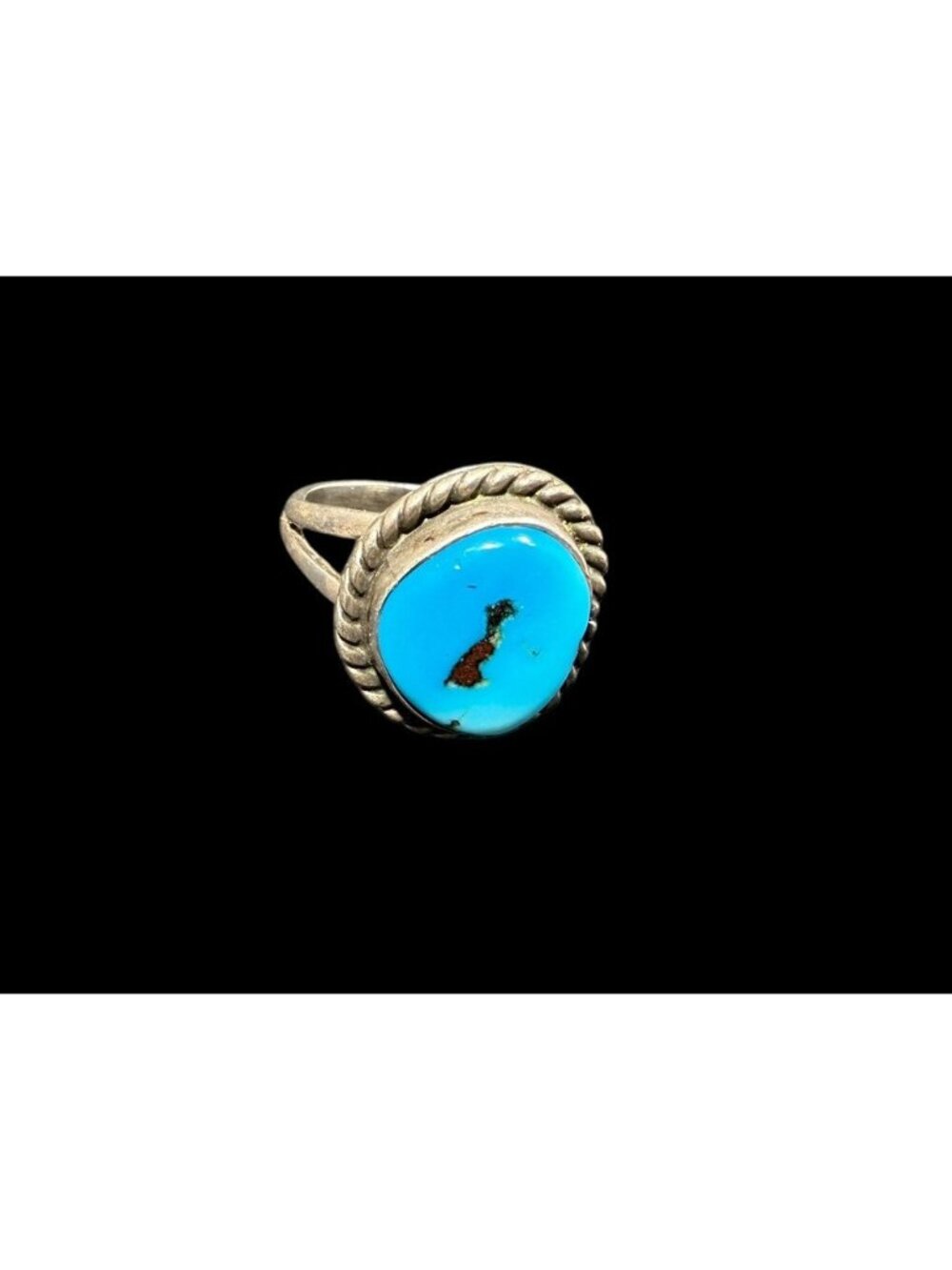 Navajo Signed JA Sterling Silver Turquoise Ring Band Size 6.5 Ethnic